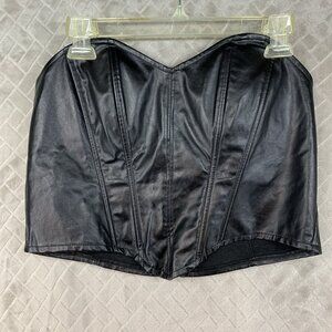 Carmin Womens 1X Tube Top Corset Black Faux Leather Structured Goth Rave Grunge